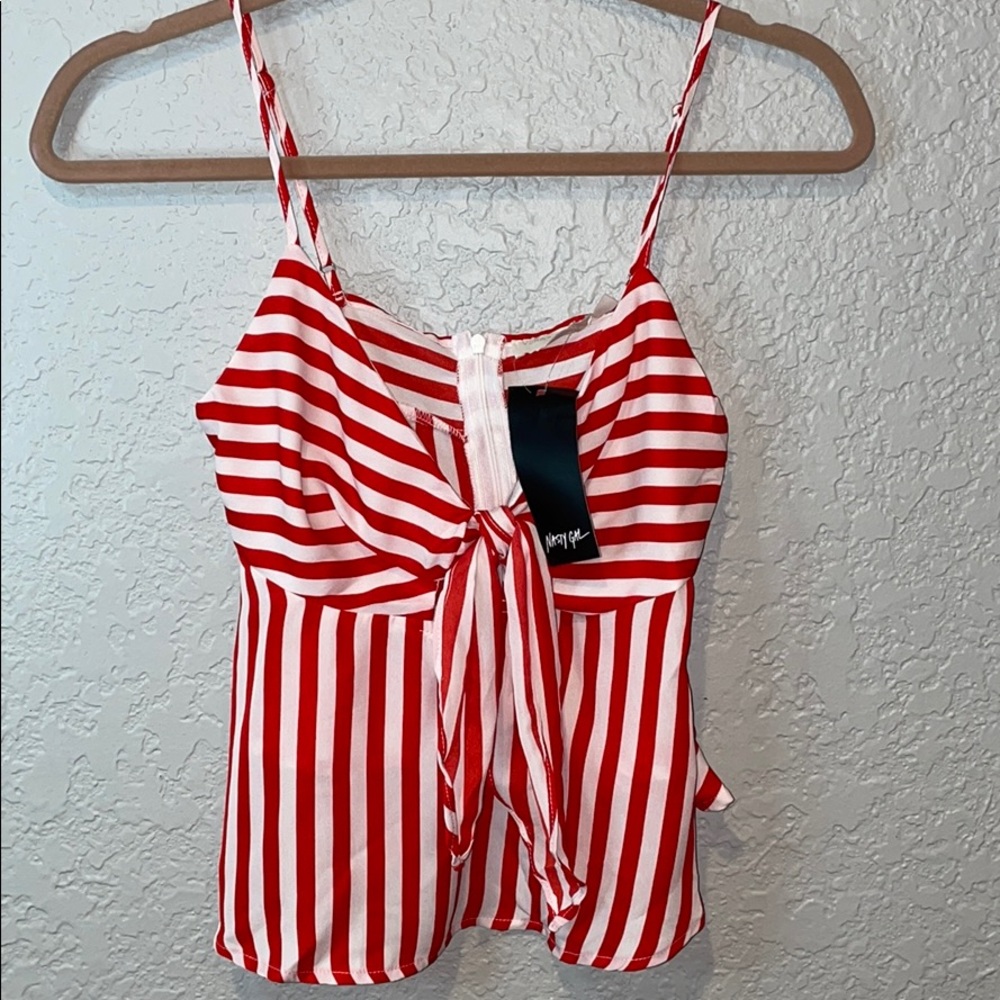 Nasty Gal red white striped top small new